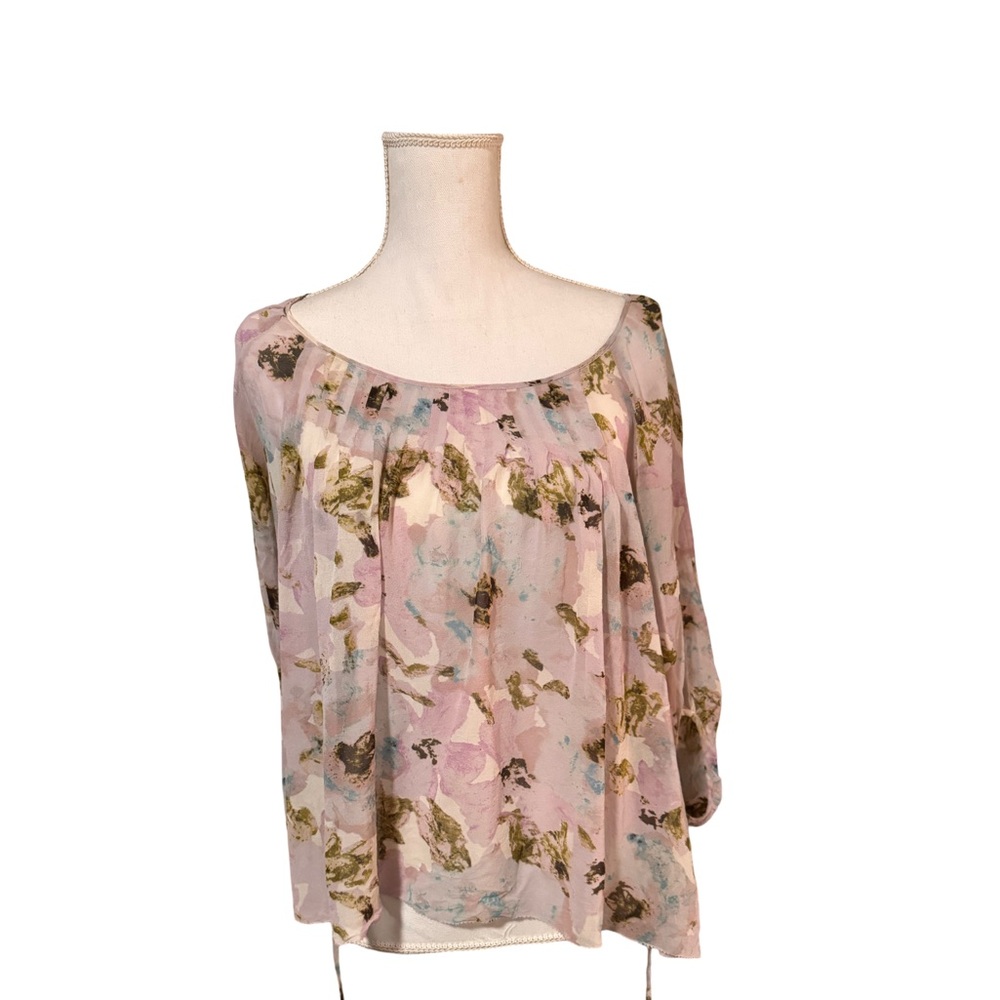 Anthropology Purple floral silk top